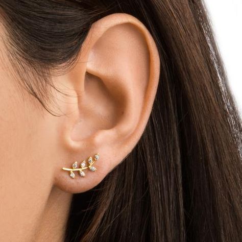 Ear Jacket Earring Gold, Leaf Earrings Silver, Tai Jewelry, Gold Ear Jacket, Plain Silver Rings, Gold Star Earrings, Look Formal, March Birthstone Jewelry, Long Pearl Necklaces