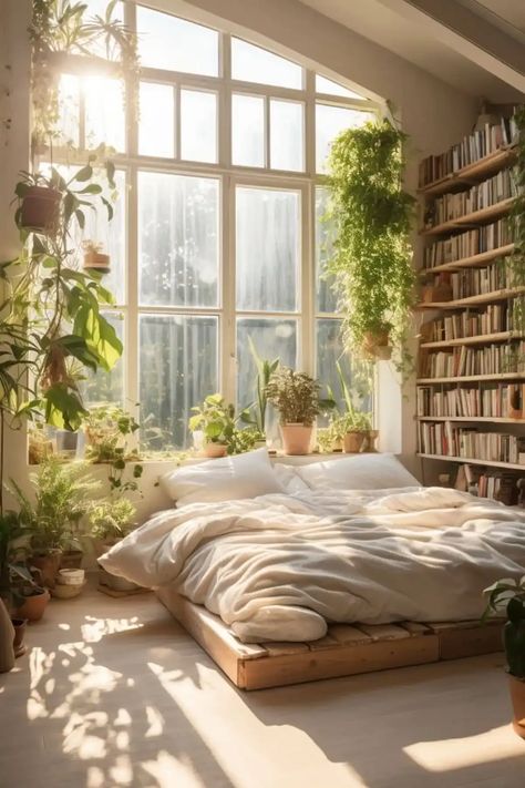 Nature Friendly Homes, Eco Home Interior, Biophillic Interiors Bedroom, Nature Home Design, Biophilic Design Interiors Home, Sustainable House Design Eco Friendly, Natural House Design, Biophilic Design Bedroom, Green Minimalist Bedroom