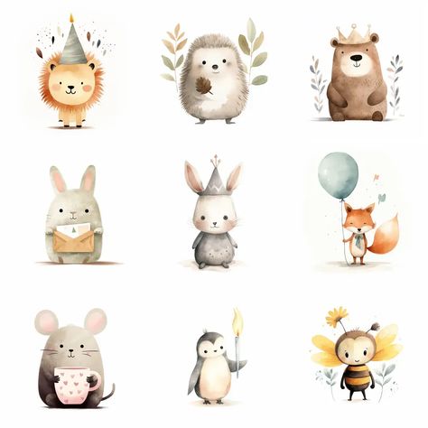 Baby Animal Illustration, Christmas Illustration Design, Maus Illustration, Animal Illustration Kids, Baby Gift Hampers, Christmas Illustrations, Baby Posters, Cute Animal Illustration, Illustration Art Drawing