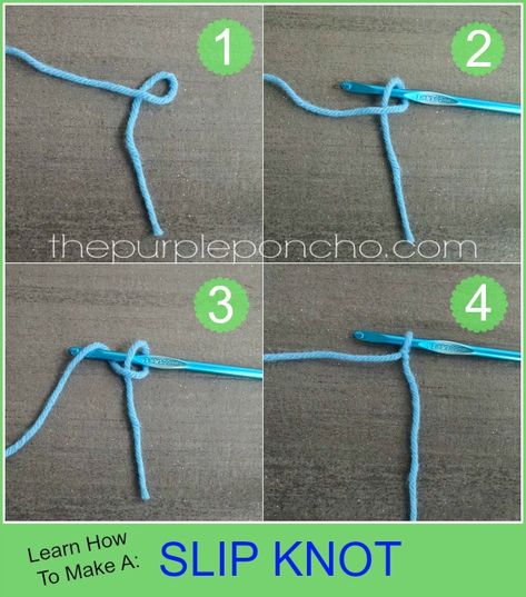 A Crochet Tutorial on how to make a slip knot. It’s the very basic start to crocheting and sometimes overlooked in the steps to crochet. So here’s my way to make a slip knot to get you … Slip Knot Crochet, How To Start Crochet, Crochet Chain Stitch, Beginning Crochet, Projek Menjahit, Slip Knot, Beginner Crochet Tutorial, Crochet For Beginners Blanket, Crochet Chain