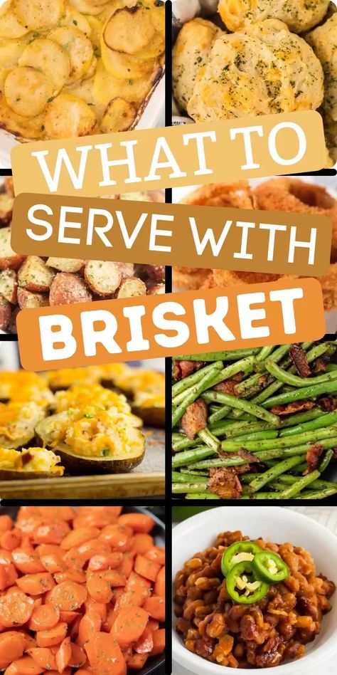 Brisket And Sides Dishes, Brisket Sides Dishes Ideas, Side Dishes For Brisket, What To Serve With Brisket, Brisket Dinner, Brisket Sides, Brisket Side Dishes, Holiday Brisket, Brisket Sandwiches