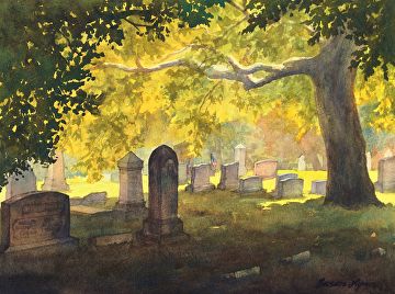 Firefly Painting, Seascape Artwork, Halloween Dance, Japan Painting, Scene Drawing, Arts Stream, Old Cemeteries, Cemetery Art, Sailboat Painting