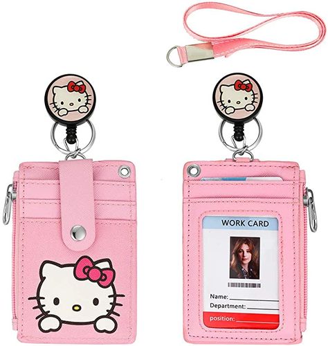 Cute Lanyards, Hello Kitty Keychain, Hello Kitty Accessories, School Supply Labels, Tag Holder, Pink Hello Kitty, Card Sleeve, Id Badge Holders, Pink Cat