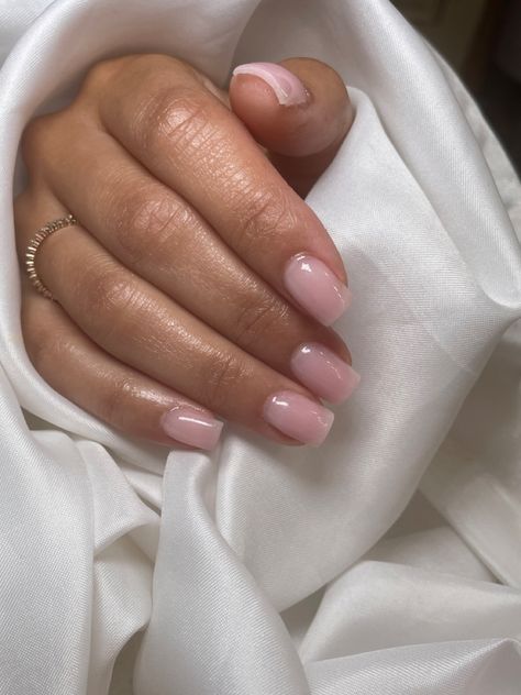 @in.hype builder gel in a natural pink short nails Simplistic Short Acrylic Nails, Minimal Gel X Nails, Bubble Gum Nails Short, Natural Square Gel Nails, Short Square Builder Gel Nails, Nail Inspiration Natural Nails, Natural Short Acrylic Nails Simple, Natural Pink Nails Square, Super Short Gel X Nails