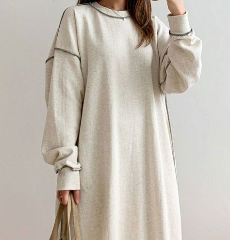 Trendy Outfits, Muslim Fashion, S Korea, Dress Images, Sweatshirt Dress, Dress Clothes For Women, Cotton Dresses, Heavy Cotton, Hoodies Womens