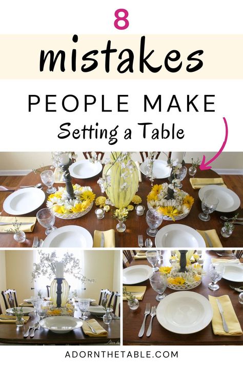 Learn the most common mistakes people make when setting a table, so your friends and family will enjoy your next gathering. Setting Dinner Table At Home, Table Setting Placement, How To Set A Place Setting, Setting A Formal Dining Table, Table Setting Silverware Placement, Formal Table Setting Dining Etiquette, How To Set A Table For Breakfast, Proper Table Place Setting, Proper Way To Set A Dinner Table