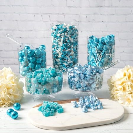 Blue Candy Table, Baby Shower Candy Table, Blue Candy Buffet, Sweet 17, Blue Birthday Parties, Kisses Candy, Online Candy Store, Blue Desserts, Baby Shower Candy