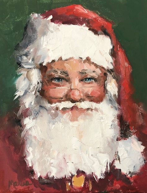 Impressionistic painting of Santa Oil on stretched canvas with deep sides painted Black Santa Claus Painting, Black Santa Painting, Pictures Of Santa Claus Face, Santa Claus Acrylic Painting, Christmas Art Santa, Christmas Art Painting Acrylic Santa, Santa Portrait Painting, Vintage Santa Painting, Santa Oil Painting