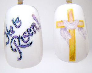 Easter nail art Christian Easter Nail Art Designs, Easter Cross Nail Art, Easter Cross Nail Designs, Easter Nails Christian, Christian Easter Nails Design, Jesus Nails Designs Faith, Easter Nails With Cross, Easter Cross Nails, Nails Easter Design