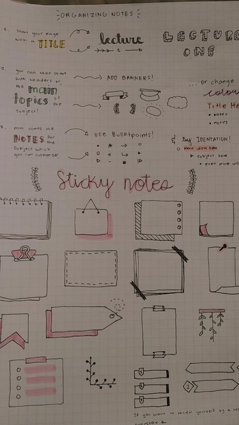 Note Header Ideas Simple, Study Notes Organization Ideas, How To Make My Notes Look Pretty, Side Notes Ideas, Pretty Study Notes Layout, Cute College Notes, Math Aesthetic Notes Ideas, Organized Pinterest Boards, Notes List Ideas