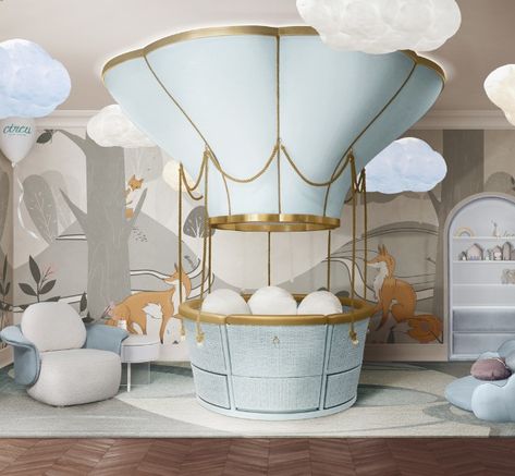 Up, Up, and Away! Creating Magical Kids' Bedrooms with the Fantasy Air Balloon Crib | Circu Magical Furniture Amazing Beds, Enchanting Bedroom, Circu Magical Furniture, Magical Furniture, Parents Room, Kids Bedtime, Dreamy Bedrooms, Color Changing Lights, Top Interior Designers