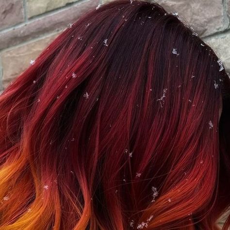 Pulp Riot Hair Color on Instagram: "@jesslikewoah_ is the artist ✴️ #PulpRiotSemis are the paint. 

🎨 Shades used: Pyro with Bloodshot, Nuclear with Fireball, and Satire with Nuclear

Image description: A picture of the right side of a woman's head looking down. She has medium length, red, orange, and yellow ombre hair." Pulp Riot Hair Color, Fire Hair, Pulp Riot Hair, Yellow Ombre, Pulp Riot, Different Hair Colors, Different Hairstyles, Color Inspo, Medium Length