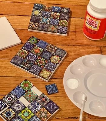 Easy DIY Tile Coasters Tile Coasters Diy, Diy Tile Coasters, Leftover Tile, Diy Coasters Tile, Visual Learner, Square Tiles, Square Ceramic, Square Coasters, Diy Tile