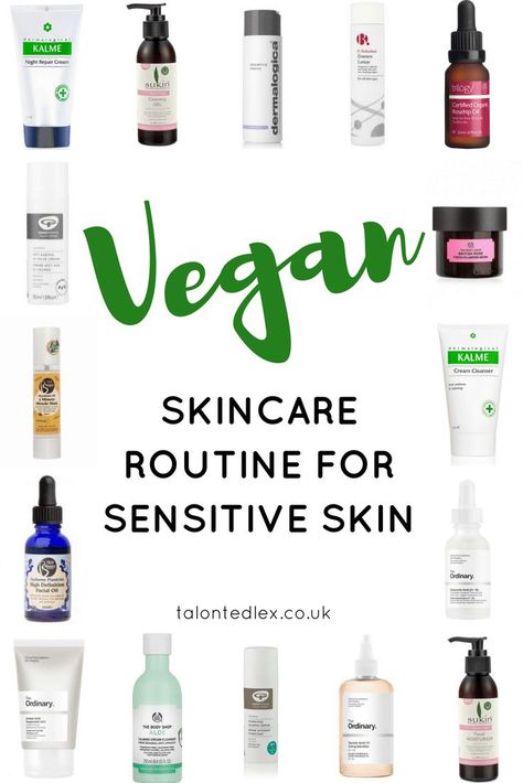 Vegan skincare routine for sensitive skin. Vegan skin care suitable for rosacea. Cruelty free skincare tips. Vegan beauty advice. Vegan products to try. How to find vegan brands to use. #talontedlex Skincare Routine For Sensitive Skin, Vegan Skin Care Products, Vegan Skincare Routine, Skincare For Sensitive Skin, Vegan Skin Care, Skincare Advice, Skin Care Routine For 20s, Vegan Skincare, Vegan Beauty