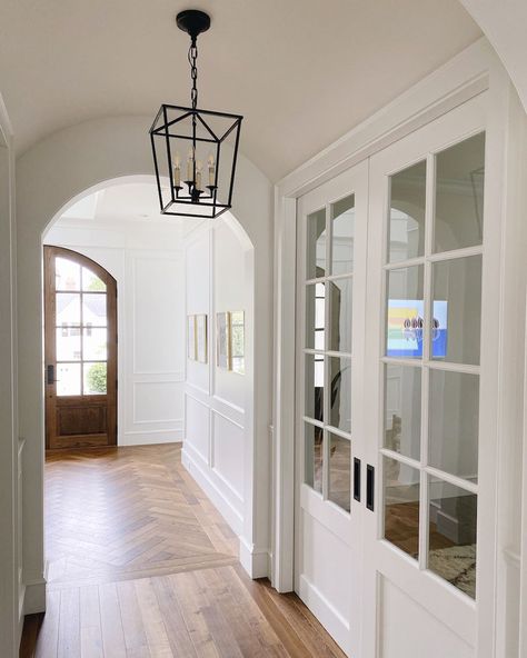 Painting Our Home White with Benjamin Moore White Dove Benjamin Moore Walls, Master Hallway, Home Wall Color, Dove Wing Benjamin Moore, Basement Layouts, White Dove Benjamin Moore, Dove Wing, Paint Trim, Benjamin Moore White