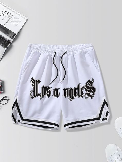 Hype Clothing, White Fashion Casual, Basketball Clothes, Outfits Hombre, Dope Outfits For Guys, Drawstring Waist Shorts, Tomboy Style Outfits, Pinturas Disney, Cool Outfits For Men