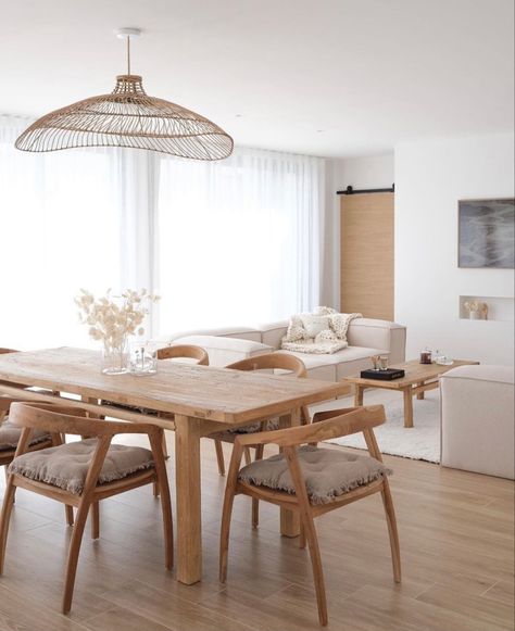 Nordic Dining Chair, Natural Oak Table, Japandi Dining Room Table, Nordic Dining Room Scandinavian Design, Neutral Dining Room Ideas, Costal Dining Rooms, Scandi Dining Room Ideas, Scandivanian Interior, California Modern Kitchen