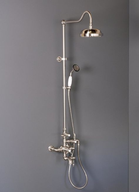 Thermostatic Exposed Tub and Shower Set with with Lever Handle Clawfoot Tub Shower Combo, Bathroom Favorites, Bathtub Enclosures, Walk In Shower Designs, Shower Installation, Park Street, Tub And Shower, Street House, Bath Girls