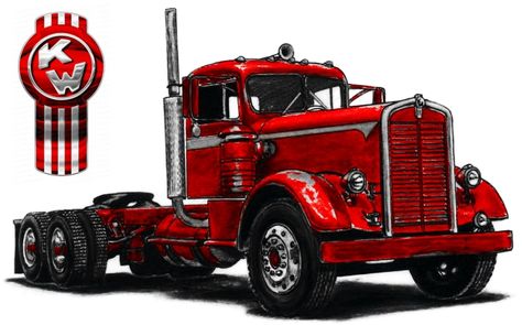 Model Truck Kits, Truck Art, Kenworth Trucks, Car Cartoon, Big Rig, Semi Trucks, Vintage Printables, Car Art, Big Trucks