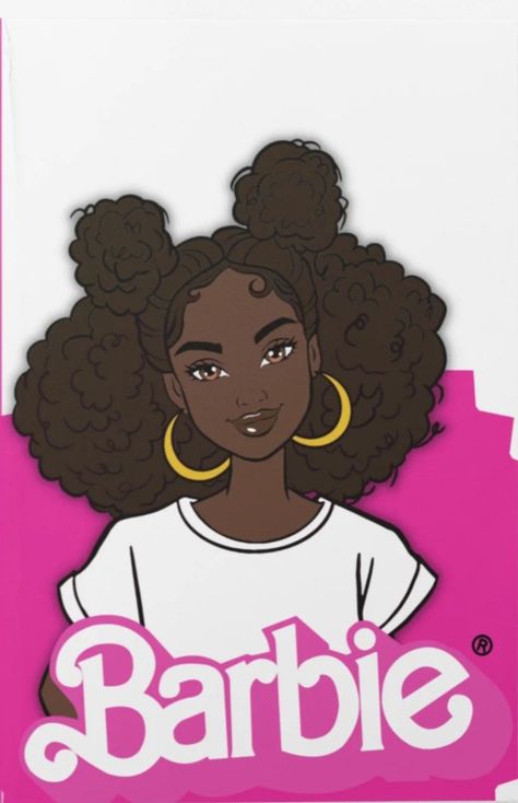 Afro Barbie Silhouette, Black Barbie Tattoo, Black Barbie Art, Black Barbie Wallpaper, Black Barbie Pfp, Black Barbie Drawing, Barbie Widget, Black Barbie Aesthetic, Gadget Wallpaper