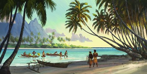 ArtStation - Sylvain Sarrailh Moana Concept Art, Animation Scene, Polynesian Art, Hawaiian Art, Art Animation, Vintage Hawaii, Island Art, Visual Development, Environment Concept Art