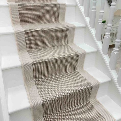 Vichy Beige Stair Runner Farmhouse Stair Runner, Beige Stair Runner, Neutral Stair Runner, Striped Stair Runner, Stair Carpet Runner, White Stairs, Contemporary Stairs, Stair Rods, Weave Shop