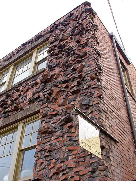 https://flic.kr/p/8UWNKx | 2010-01-03 clinker bricks on hawthorne | There is a wonderful building on SE Hawthorne in Portland, OR and the front facade is built using clinker bricks which gives a fascinating texture and look to the structure.   Here's a definition of the term:  "Originally discarded because they were discolored or distorted, around 1920 clinker bricks were re-discovered by Craftsmen architects to be usable, distinctive, and charming in detailing. The name "clinker brick Clinker Brick, Brick Detail, Brick Art, Brick Architecture, Brick Facade, Brick Design, Building Facade, Brick Building, Facade Architecture