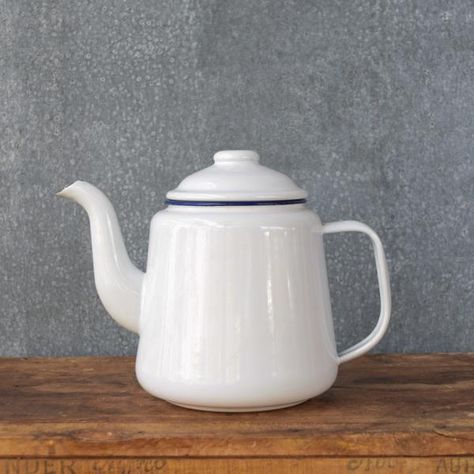 Cooking Ware, Cookware Essentials, Falcon Enamelware, Enamel Dishes, Enamel Teapot, Enamel Ware, Cast Iron Tea Pot, Fog Linen, Grey Exterior