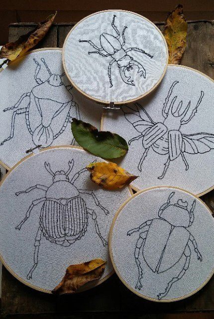 Beetle Embroidery Pattern, Insect Embroidery Patterns, Bug Embroidery Pattern, Embroidery Beetle, Embroidery Bugs, Embroidered Beetle, Insects Embroidery, Beetle Embroidery, Embroidered Bugs