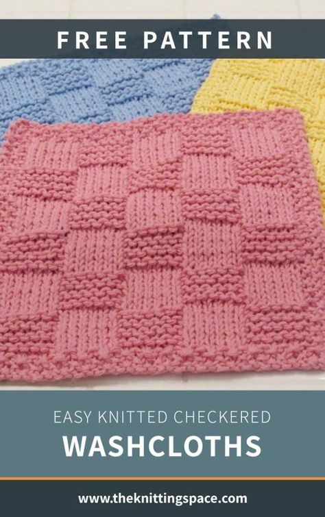 Knitted Squares Pattern, Knitted Dishcloth Patterns Free, Knitting Space, Knit Dishcloth Pattern, Knitted Washcloth Patterns, Dishcloth Patterns Free, Knitting Squares, Crochet Washcloth Pattern, Easy Knitting Patterns Free