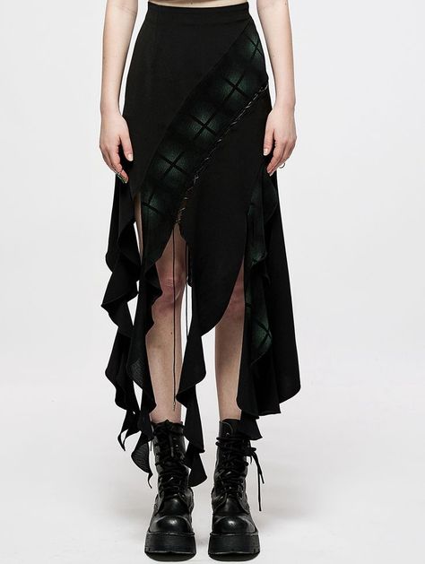 Punk Skirt, Look Grunge, Gothic Skirt, Punk Looks, Tassel Skirt, Gothic Grunge, Distressed Skirt, Attitude Clothing, Rock Outfit