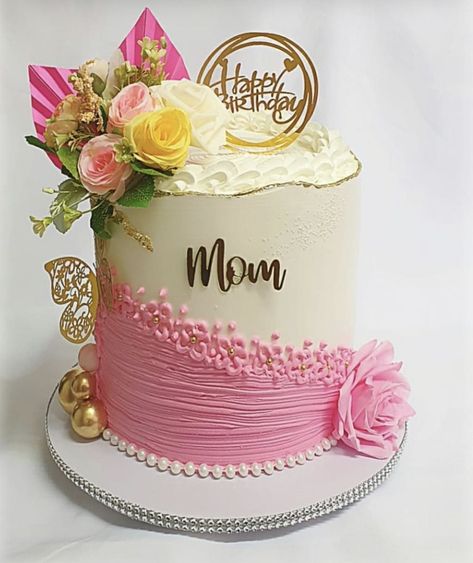 Modern Birthday Cakes, Buttercream Cake Designs, Birthday Cake For Mom, Unique Birthday Cakes, Buttercream Cake Decorating, Beautiful Cake Designs, Elegant Birthday Cakes, Simple Cake Designs, Birthday Cake Topper Printable