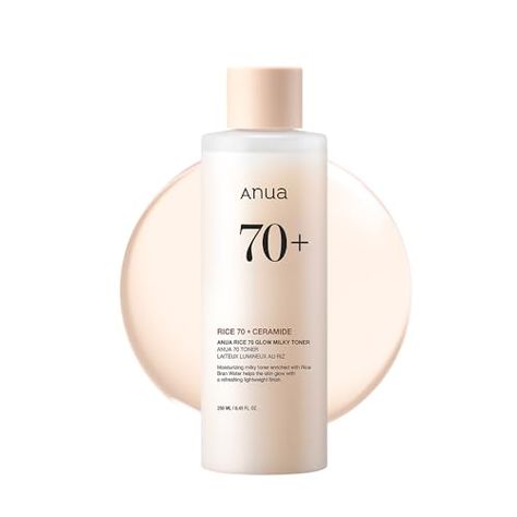 ANUA Rice 70 Glow Milky Toner, for Glass Skin and Brightening, Rice Water, Niacinamide, Ceramides, Panthenol, Fragrance-Free, Non comodogenic, Fungal Acne Safe, Korean Skin Care, 250ml/8.45fl.oz. Niacinamide Brightening Toner, Anua - Rice 70 Glow Milky Toner, Rice Toner Korean, Best Korean Toner, Korean Hydrating Toner, Snow Cones, Toner For Face, Glass Skin, Birthday Wishlist