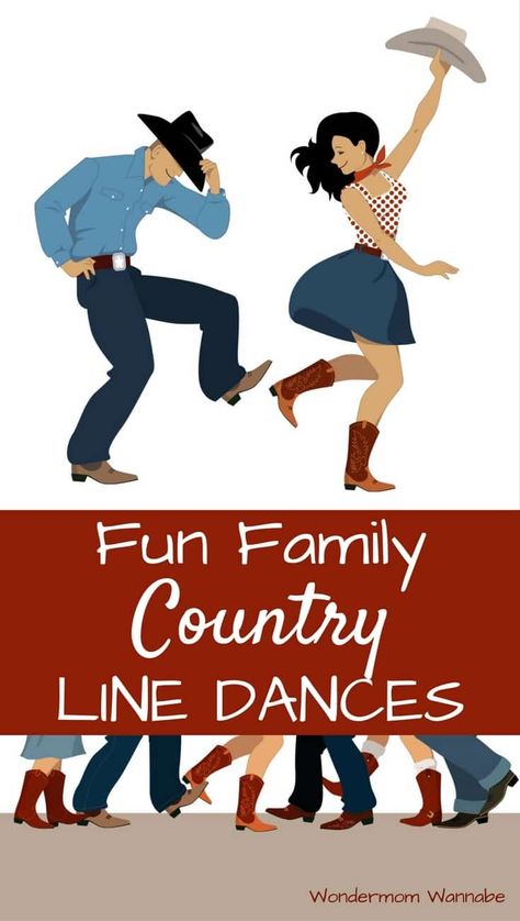 These popular country line dances are going to be so much fun to learn as a family. What a great idea for a free and easy family activity! Line Dance Songs, Line Dancing Steps, Line Dancing Lessons, Line Dances, Country Line Dancing, Country Line, Dance Instruction, Barn Dance, Country Dance