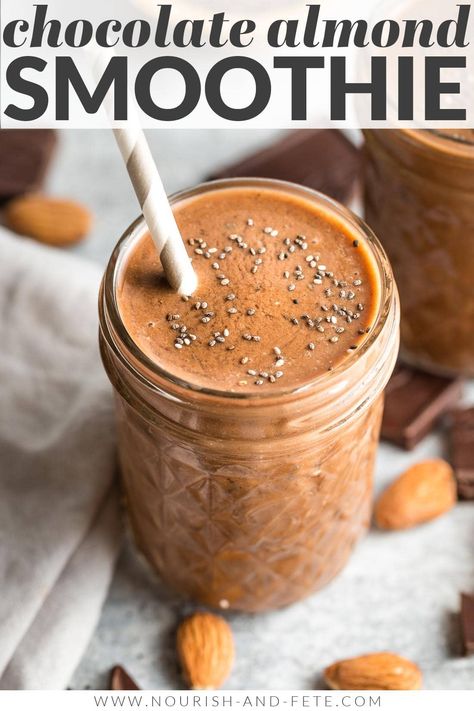 This Chocolate Almond Milk Smoothie is rich, creamy, and simple to make from everyday ingredients. Let it do double duty as a filling breakfast and a sweet but healthy afternoon treat! Chocolate Almond Milk Smoothie, Recipes Using Almond Milk, Milk Smoothie Recipes, Almond Milk Smoothie, Almond Milk Smoothie Recipes, Protein Breakfast Smoothie, Chocolate Almond Milk, Smoothie Recipes With Yogurt, Almond Milk Recipes