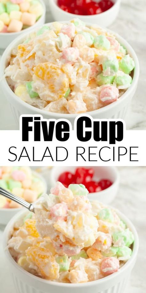 5 cup salad is an old fashioned recipe that is straight from grandma's table. Made with just a few ingredients, this 5 cup fruit salad is a great side dish or dessert. Sweet, tangy, and delicious, 5 cup salad is perfect for the holidays, parties, potlucks, and BBQ's. Pudding Fruit Salad Recipe, 7up Salad Recipe, Recipes Using Mandarin Oranges, 5 Cup Salad Recipe, Five Cup Salad Recipe, 5 Cup Fruit Salad, 7 Up Salad, 5 Cup Salad, Old Fashioned Recipe