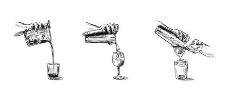 Cocktail Shaker Tattoo, Bartender Tattoo, Bar Illustration, Cocktail Book Design, Bar Pics, Beer Tattoos, Tatuagem Masculina Pequena, Cocktail Illustration, Bottle Tattoo