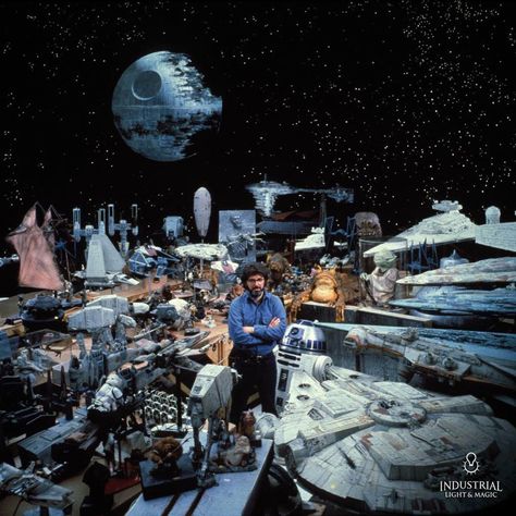 George Lucas with Star Wars models Movie Making, Star Wars Models, Star Wars Trilogy, I Love Cinema, Star Wars Film, Aubrey Plaza, Original Trilogy, George Lucas, Star Wars Pictures