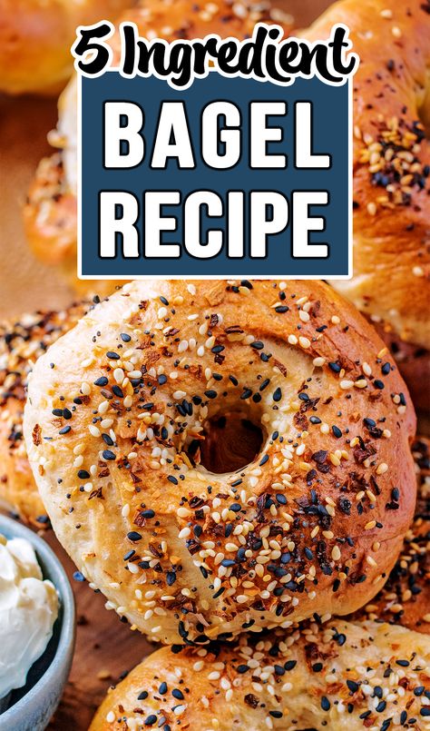 A seeded bagel with a text title overlay. Easy Bagel Recipe No Yogurt, Quick Bagel Recipe, Overnight Bagel Recipe, Easy Bagel Recipe, Easy Bagel, How To Make Bagels, Homemade Beef Stew Recipes, Quick Brunch, Bagel Recipe Easy