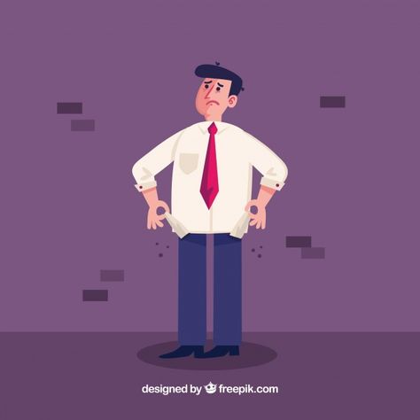 No Money Illustration, Sticker Inspiration, Pay Raise, Man Character, No Money, Vector Character, Business Money, Business Man, Premium Vector