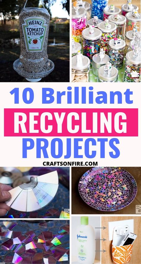 These recycling projects are quick and easy to make and they actually look expensive! You'll love this small yet classy collection of the best recycling projects for your home decor. The bird feeder and cd bowl is simply outstanding! #diy #recycling #crafts #homedecor Recycler Diy, Reuse Recycle Repurpose, Recycling Projects, Diy Recycled Projects, Upcycle Repurpose, Plastic Bottle Crafts, Inspire Me Home Decor, Recycled Projects, Upcycle Recycle