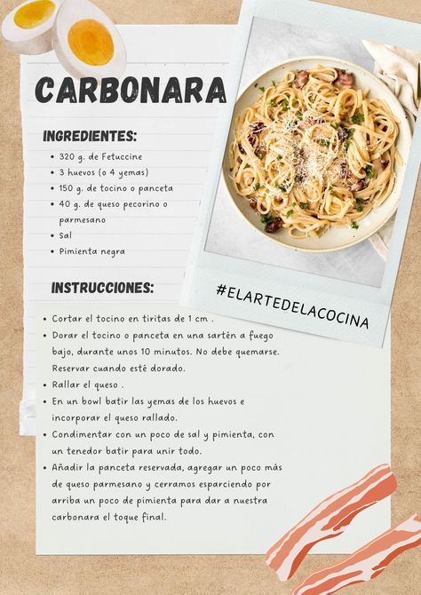 Clean Eating Diet, Pasta Carbonara Receta, Cabonara Recipes, Pasta A La Carbonara, Comidas Keto, Pasta Italiana, Pasta Carbonara, Carbonara Pasta, Good Eats