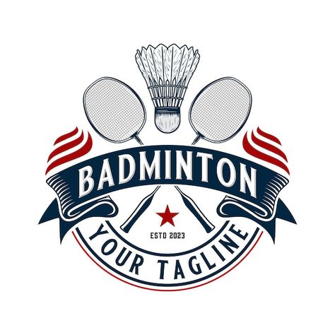 Vector badminton vintage logo design per... | Premium Vector #Freepik #vector #badminton-logo #shuttlecock #champion-logo #badminton Logo Badminton Design, Shuttlecock Logo, Badminton Logo, Ball Badminton, Badminton Championship, Badminton Club, Vintage Logo Design, Champion Logo, Sports Design