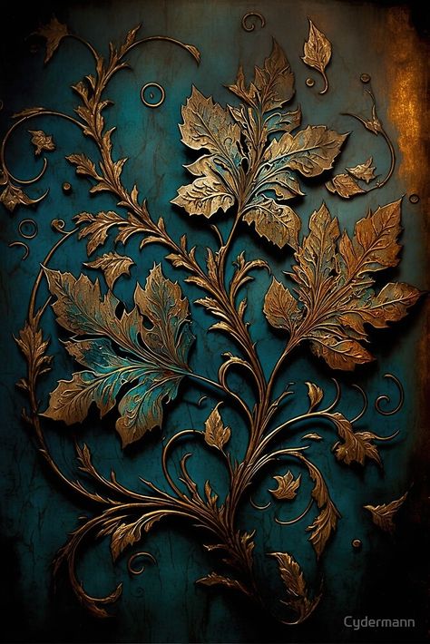 Copper Architecture, Copper Aesthetic, Teal And Copper, Copper And Blue, Copper Painting, Copper Wall Art, Imperial Blue, Print Design Art, Vintage Book Covers