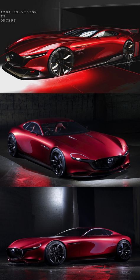 Stunning Mazda RX-Vision Is About To Get More Extreme. The Mazda RX-Vision Concept has been transformed into a hardcore racer. Mazda Rx Vision, Dodge Challenger Hellcat Black, Dodge Challenger Hellcat, Enzo Ferrari, Japanese Sports Cars, Mazda Cars, Gt Cars, Car Design Sketch, Rx 7