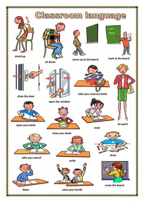 Classroom Commands, English Poster, Classroom Memes, Tatabahasa Inggeris, English Teaching Materials, Anime Classroom, Language Worksheets, Learning English For Kids, English Worksheets For Kids