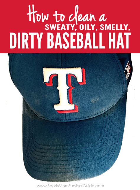 Do your kids or hubby have stinky, smelly, dirty baseball hats? We have the details on how to clean it without losing the shape or shrinking! This really is THE.BEST.WAY to clean your hats! Clean Hacks, Homemade Toilet Cleaner, Clean Baking Pans, Cleaning Painted Walls, Glass Cooktop, Deep Cleaning Tips, Clean Dishwasher, Toilet Cleaning, House Cleaning Tips