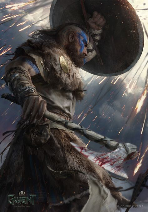 ArtStation - Gwent illustrations Highlands Warrior, Arte Viking, Odin's Ravens, Norse Myth, Dragon Rpg, Knight Art, Viking Art, Viking Warrior, Drawing Set