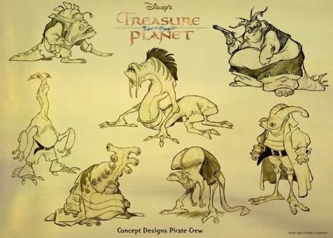 Disney Treasures, Alien Character, Character Design Sketches, Disney Concept Art, Walt Disney Animation Studios, Alien Concept Art, Treasure Planet, Concept Art Character, Walt Disney Studios