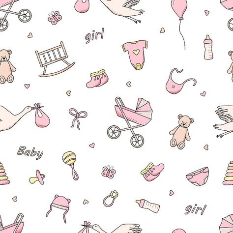 Newborn Wallpaper, Baby Pattern Illustration, Newborn Pattern, Baby Girl Patterns, Baby Wallpaper, Baby Garments, Small Baby, Baby Themes, Baby Rattle